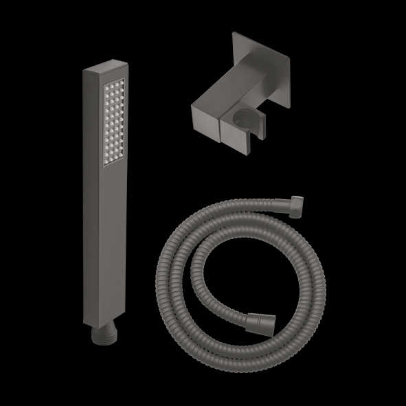 Graphite Grey Hand Shower Set with1.5mtr Flexible Hose & Swivel Hook – Aquant India